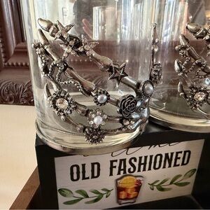 Silver Jeweled Glass Tumbler - Decorative Accent